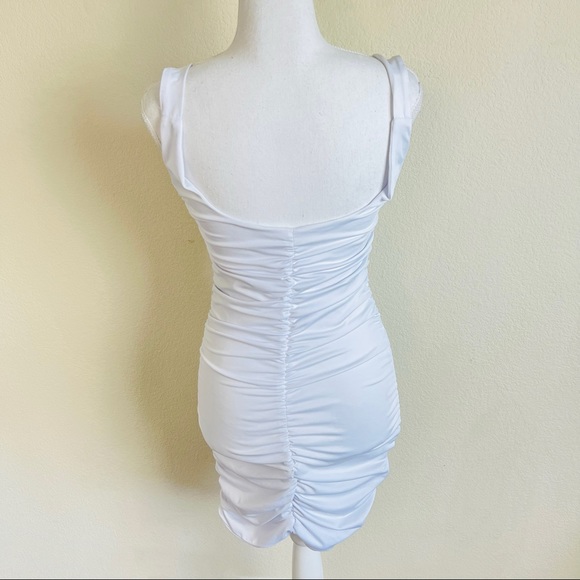 White Ruched Side & Bum Bustier Bodycon Tank Dress - Picture 3 of 8